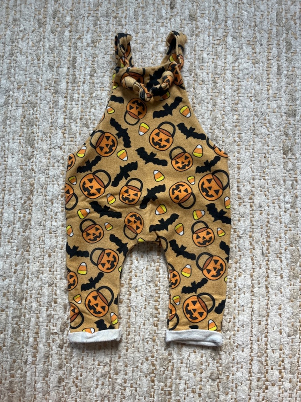 Orange Halloween Print Baby Romper